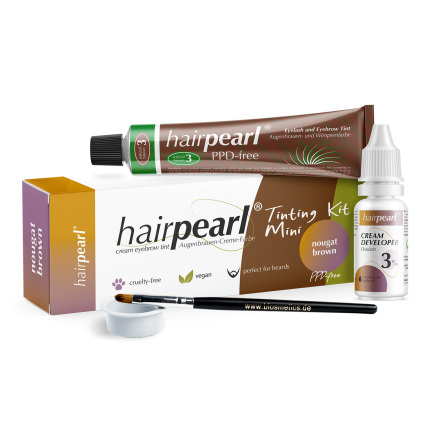 Frans, gonbryn, &amp; skggfrg Hairpearl varm naturbrun kit