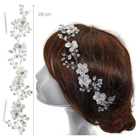 Hrsmycke Rhinestone &amp; pearl floral hair vine
